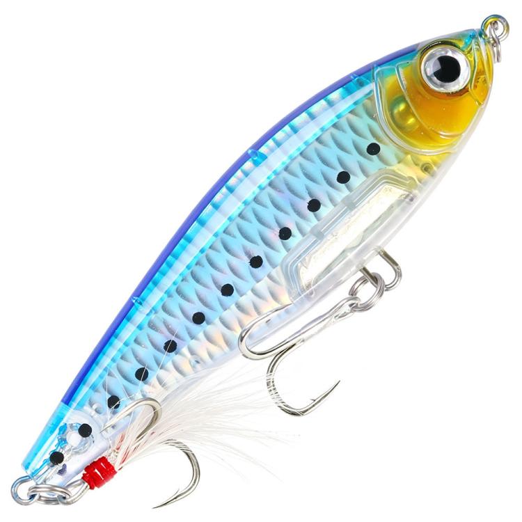 HENGJIA PE049 Sinking Pencil Fishing Lures Long Casting Hard Artificial Baits With Feather Treble Hooks