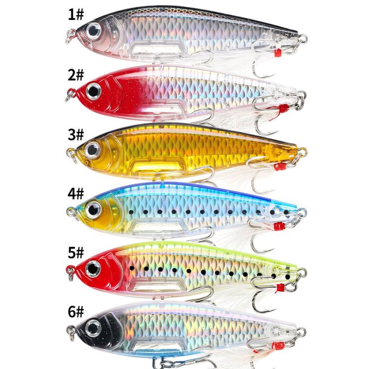 HENGJIA PE049 Sinking Pencil Fishing Lures Long Casting Hard Artificial Baits With Feather Treble Hooks