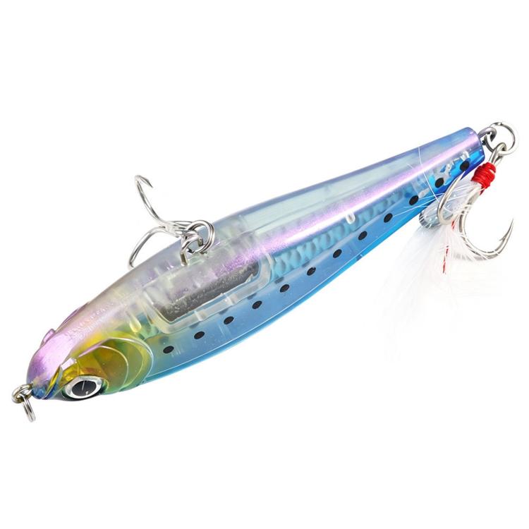 HENGJIA PE049 Sinking Pencil Fishing Lures Long Casting Hard Artificial Baits With Feather Treble Hooks