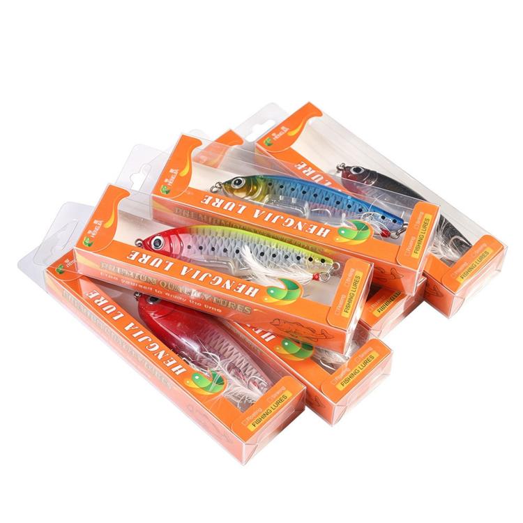 HENGJIA PE049 Sinking Pencil Fishing Lures Long Casting Hard Artificial Baits With Feather Treble Hooks