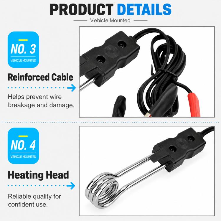 Clip-on Car-use Electric Water Heating Rod, Clip-on 12V, Clip-on 24V