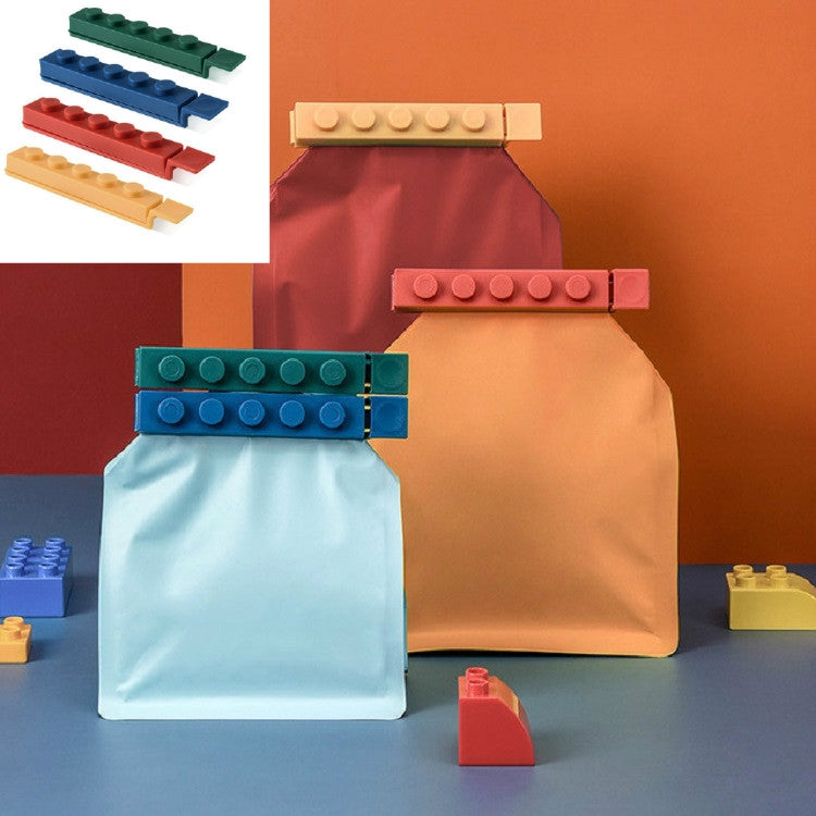 4 PCS/Set Building Block Food Seal Clip Seal Kitchen Fresh Clip Snack Plastic Bag Clip Stick, Seal Clip