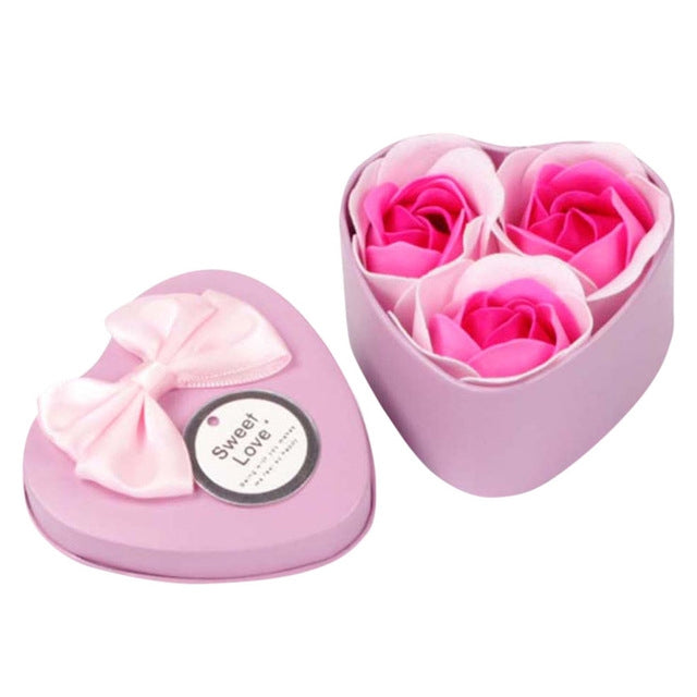 3 Soap Flowers Valentine Day Gifts Tanabata Gifts Wedding Creative Gifts Heart Shaped Iron Box Roses