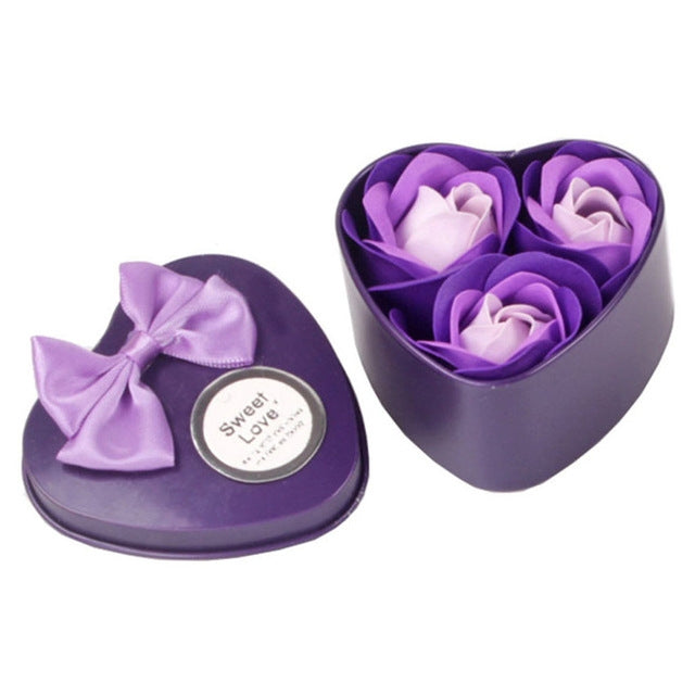 3 Soap Flowers Valentine Day Gifts Tanabata Gifts Wedding Creative Gifts Heart Shaped Iron Box Roses