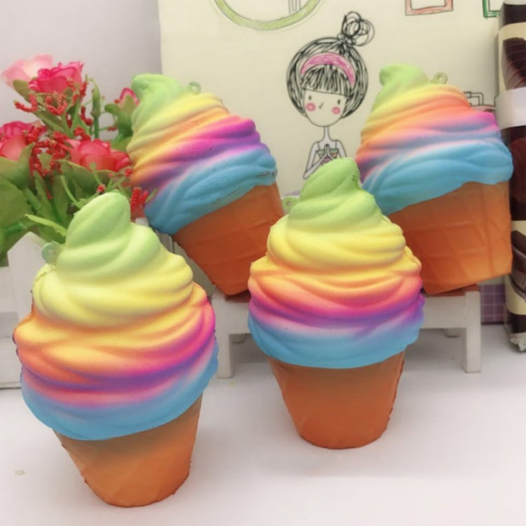 2 PCS rainbow ice cream cone decompression toys with rope, rainbow ice cream