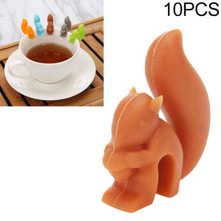 10 PCS Silicone Squirrel Tea Bag Multi-function Wine Glass Cup Recognizer, Squirrel (Green), Squirrel (Blue), Squirrel (Coffee), Squirrel (Gray), Squirrel (Orange)
