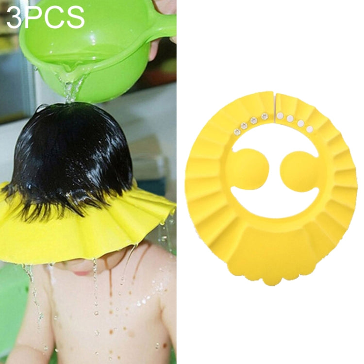 3 PCS Safe Baby Shower Cap Kids Bath Visor Hat Adjustable Baby Shower Cap Protect Eyes Hair Wash Shield for Children Waterproof Cap, Blue+wave, Yellow+Round, Blue+Round, Pink+wave, Pink+earflaps, Yellow+earflaps, Blue+earflaps, Yellow+wave, Pink+Round