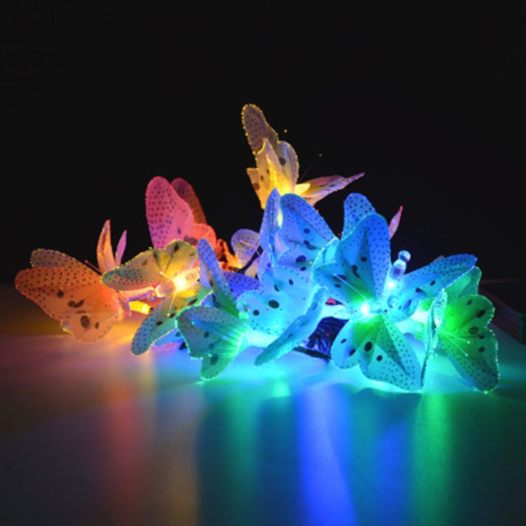 Solar Powered Butterfly Fiber Optic Fairy String Waterproof Christmas Outdoor Garden Holiday Lights, 4m 12LEDs, 5m 20LEDs