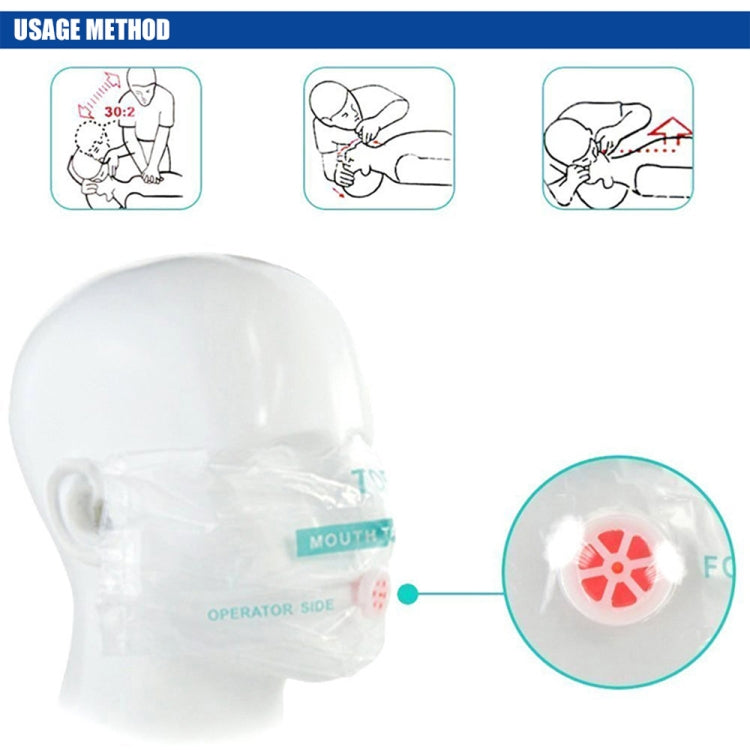 CPR Emergency Face Shield Mask Key Ring Breathing Mask(Red)