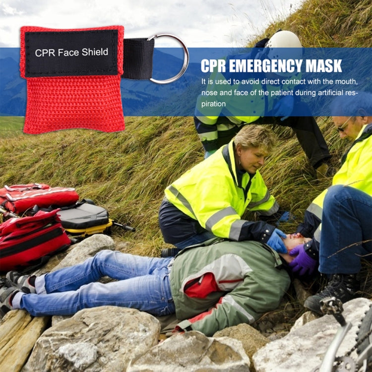 CPR Emergency Face Shield Mask Key Ring Breathing Mask(Yellow)