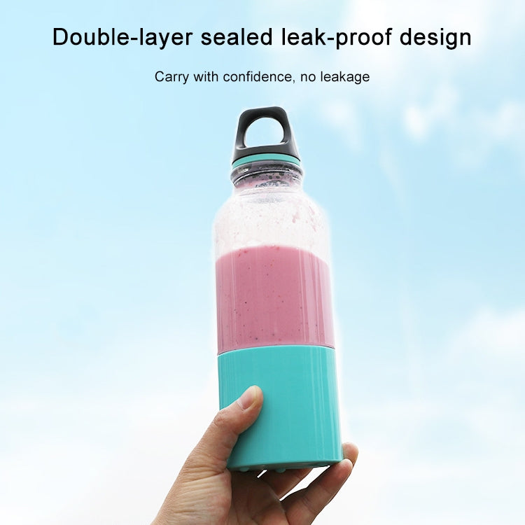 500ml Mini Portable Electric Juicer Cup USB Rechargeable Juicer Blender Maker Shaker Squeezers Fruit Orange Juice Extractor, 4 Blade Head Blue, 4 Blade Head Green, 4 Blade Head Pink