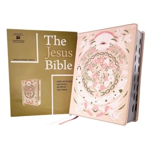 The Jesus Bible Artist Edition, Esv, (with Thumb Tabs to Help Locate the Books of the Bible), Leathersoft, Peach Floral, Thumb Indexed