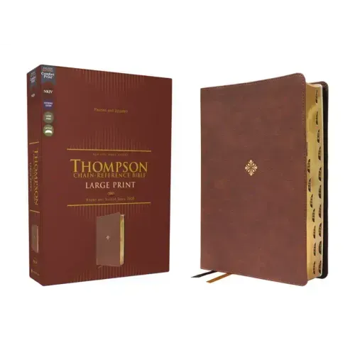 Nkjv, Thompson Chain-Reference Bible, Large Print, Leathersoft, Brown, Red Letter, Thumb Indexed, Comfort Print