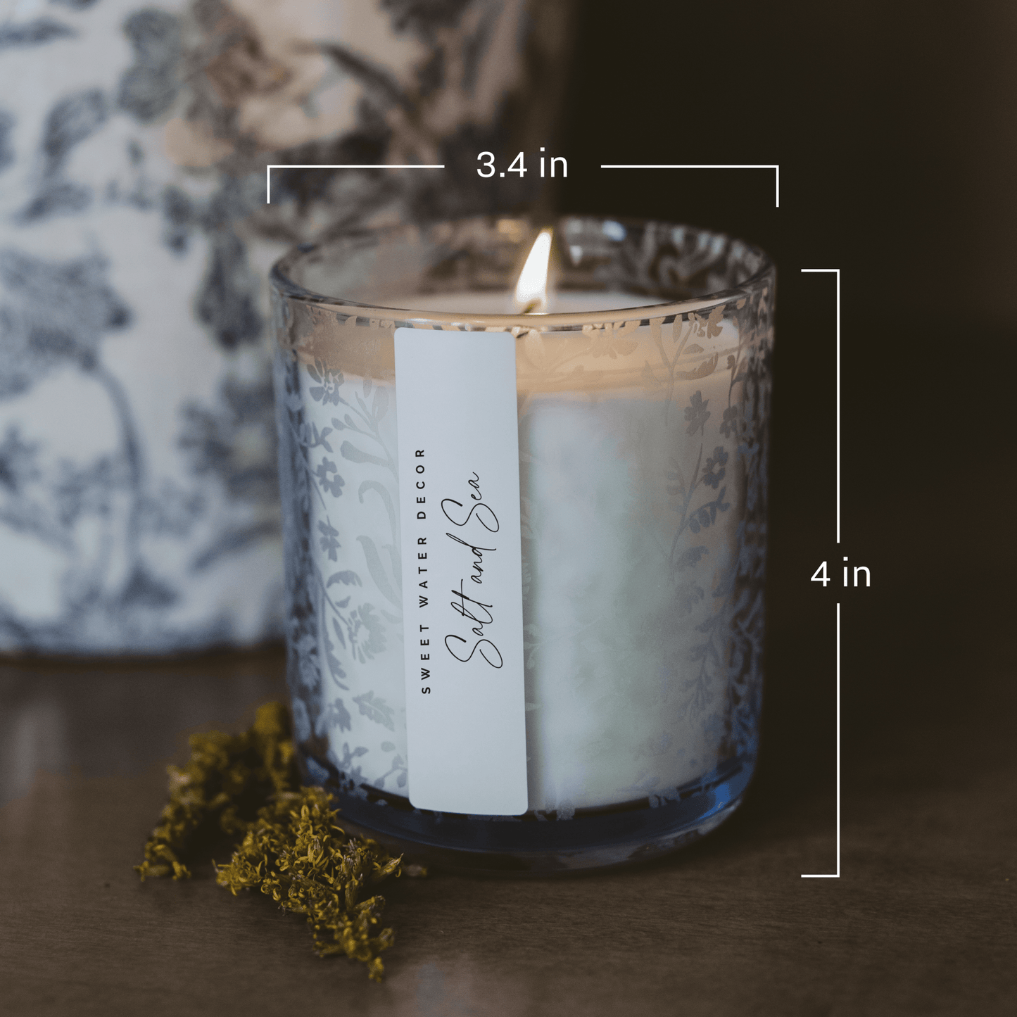 Stress Relief Soy Candle - Blue Tinted Glass Jar - 12 oz