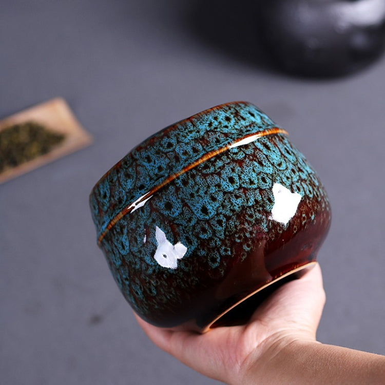 Kiln Transmutation Ceramic Mini Tea Pot Storage Moisture-proof Can Sealed Tea Tank