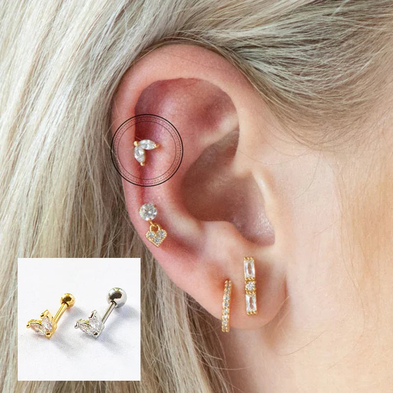 925 Sterling Silver Fine Jewelry Anti-allergic Ear Buckle Moon Stud Earring For Woman Wedding Anniversary Piercing Pendientes