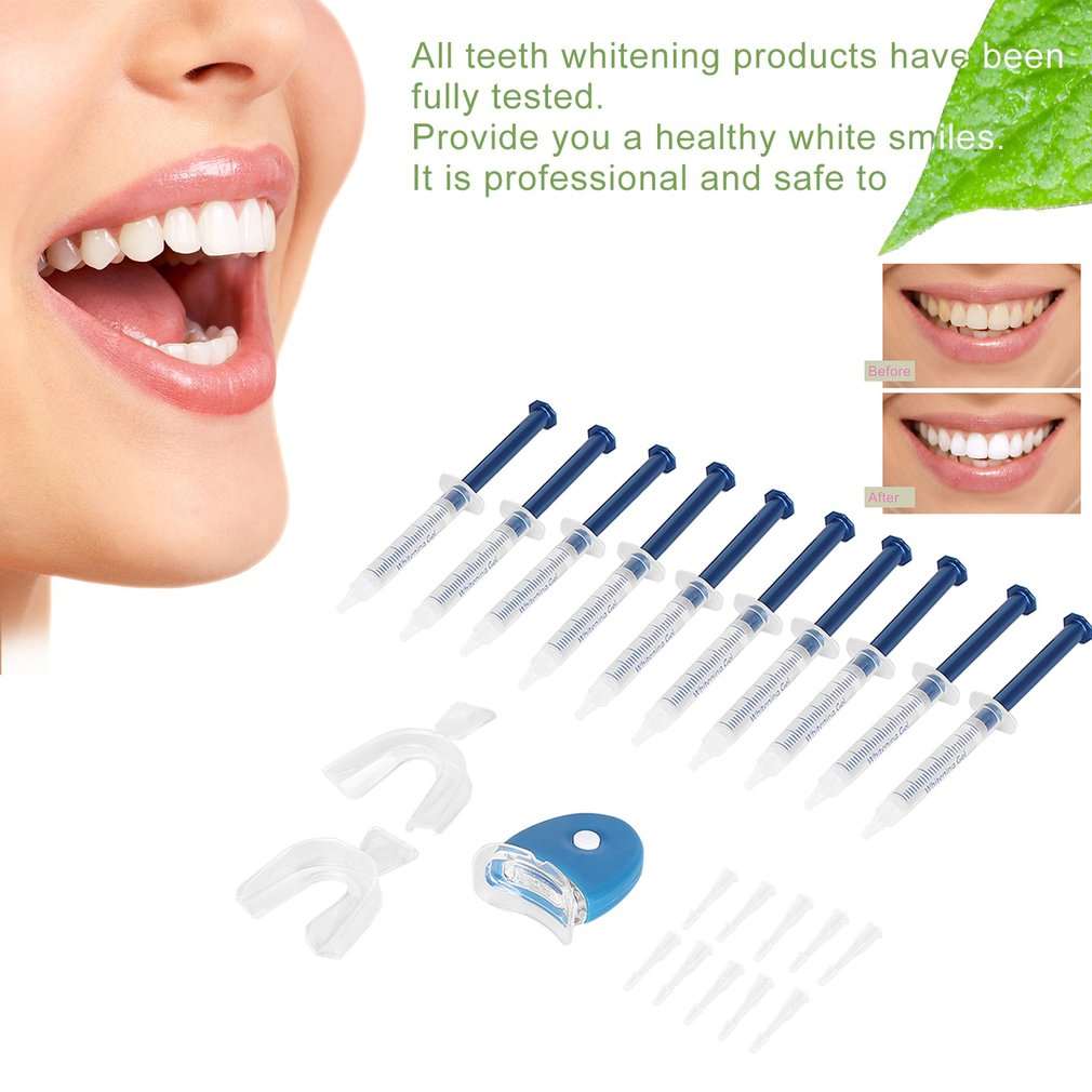 10Pcs / Set Teeth Whitening Gel Kit Blue Cold Light Dental Tray Oral Care Dental Instrument Dentist Whitener Bleaching Tools
