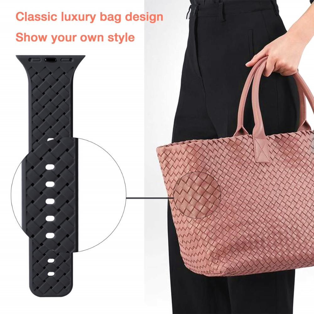 Silicone Strap for Apple watch band 44mm 40mm 45mm 41mm 42mm 38mm Accessories Woven Pattern bracelet iWatch series 6 5 4 3 SE 7