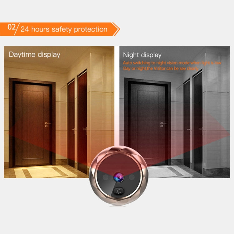 DD1 Smart Electronic Cat Eye Camera Doorbell with 2.8 inch LCD Screen, Support Infrared Night Vision(Gold)