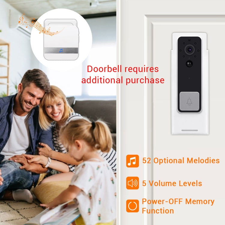 B10 52 Chimes 110dB Doorbell Receiver Low Power Consumption Home Door Tools, EU Plug, AC 90-260V (Black)