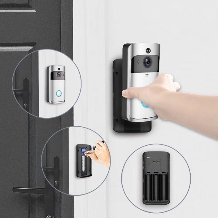 M4 720P Smart WIFI Ultra Low Power Video PIR Visual Doorbell with 3 Battery Slots,Support Mobile Phone Remote Monitoring & Night Vision & 166 Degree Wide-angle Camera Lens (Black)