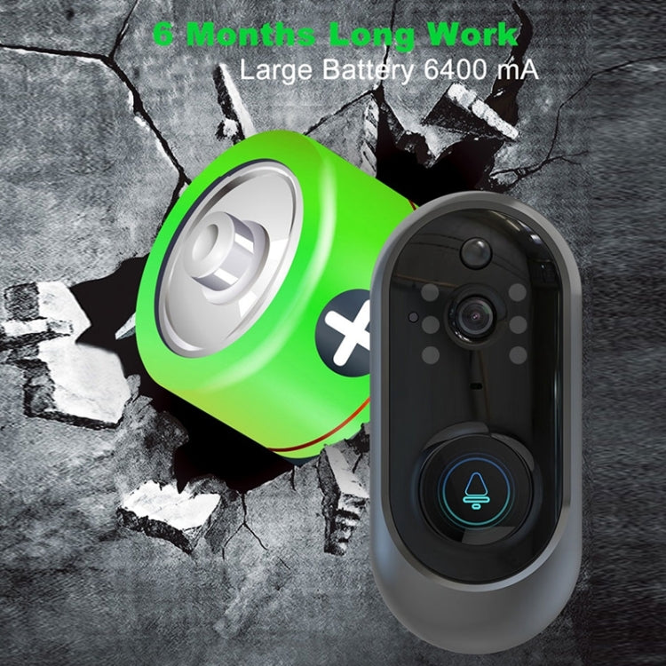 M108 720P 6400mAh Smart WIFI Video Visual Doorbell,Support Phone Remote Monitoring & Real-time Voice Intercom (Black)