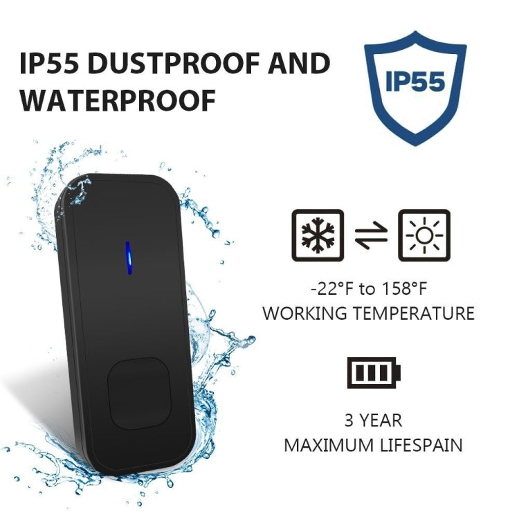 N15K-1T1-B 110dB Wireless IP55 Waterproof Low Power Consumption WiFi Doorbell Receiver with Night Light , Receiver Distance: 300m (White)