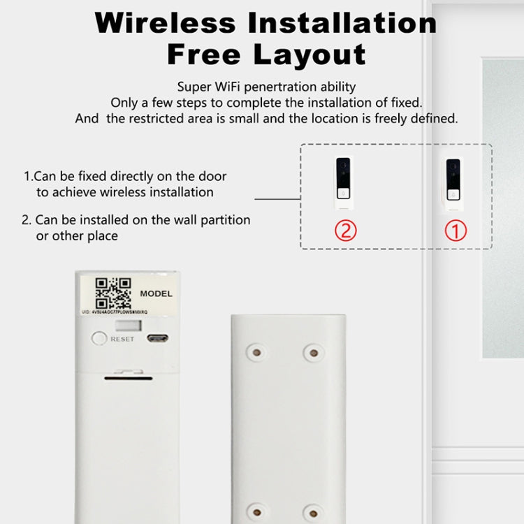 M200B WiFi Intelligent Square Button Video Doorbell, Support Infrared Motion Detection & Adaptive Rate & Two-way Intercom & Remote / PIR Wakeup(White)