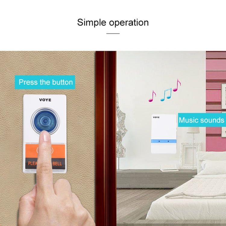 VOYE V012A Home Music Remote Control Wireless Doorbell with 38 Polyphony Sounds (White)