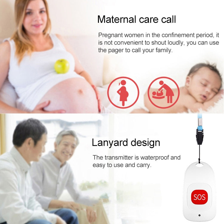 CACAZI C86 Wireless SOS Pager Doorbell Old man Child Emergency Alarm Remote Call Bell, US Plug(Black)