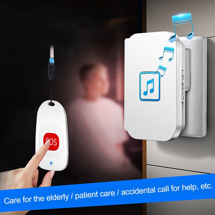 CACAZI C86 Wireless SOS Pager Doorbell Old man Child Emergency Alarm Remote Call Bell, US Plug(Black)