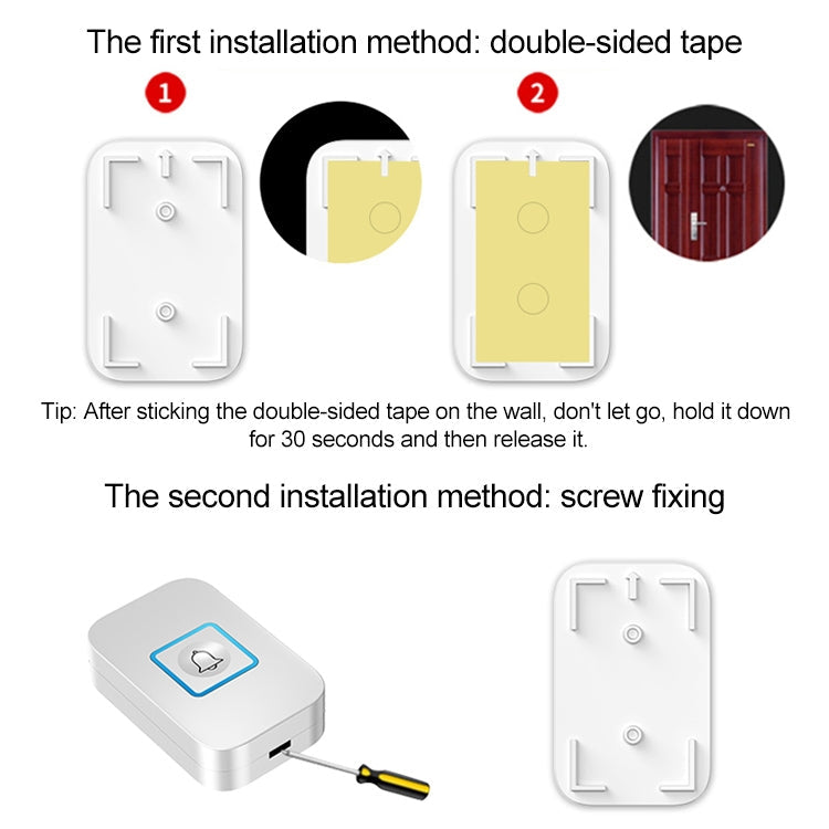 CACAZI C86 Wireless SOS Pager Doorbell Old man Child Emergency Alarm Remote Call Bell, US Plug(White)