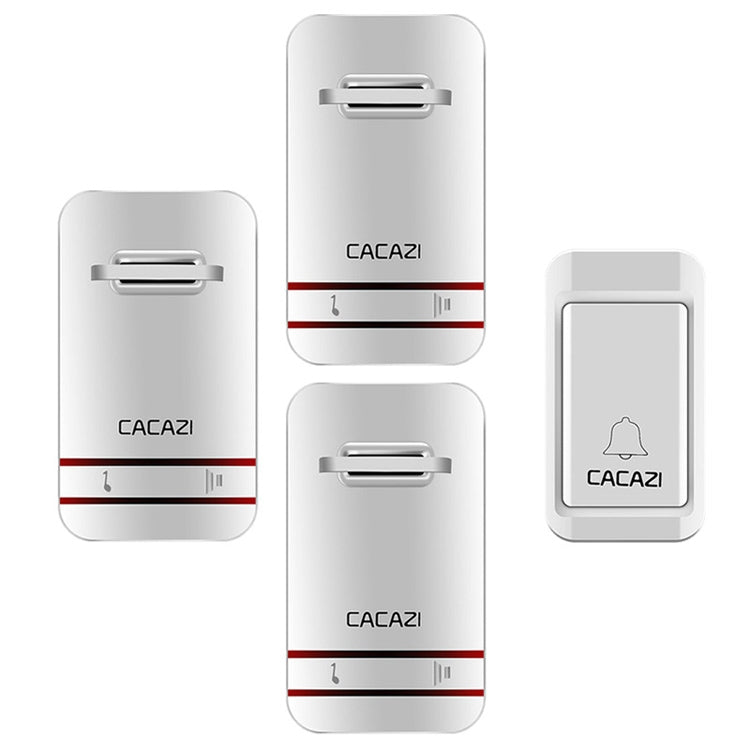 CACAZI V027G One Button Three Receivers Self-Powered Wireless Home Kinetic Electronic Doorbell, US Plug