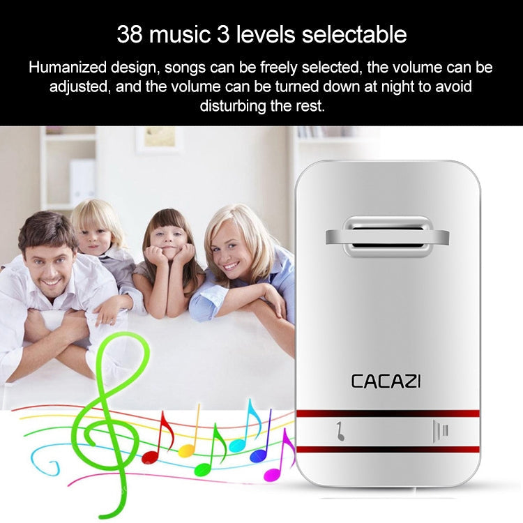 CACAZI V027G One Button One Receivers Self-Powered Wireless Home Kinetic Electronic Doorbell, EU Plug