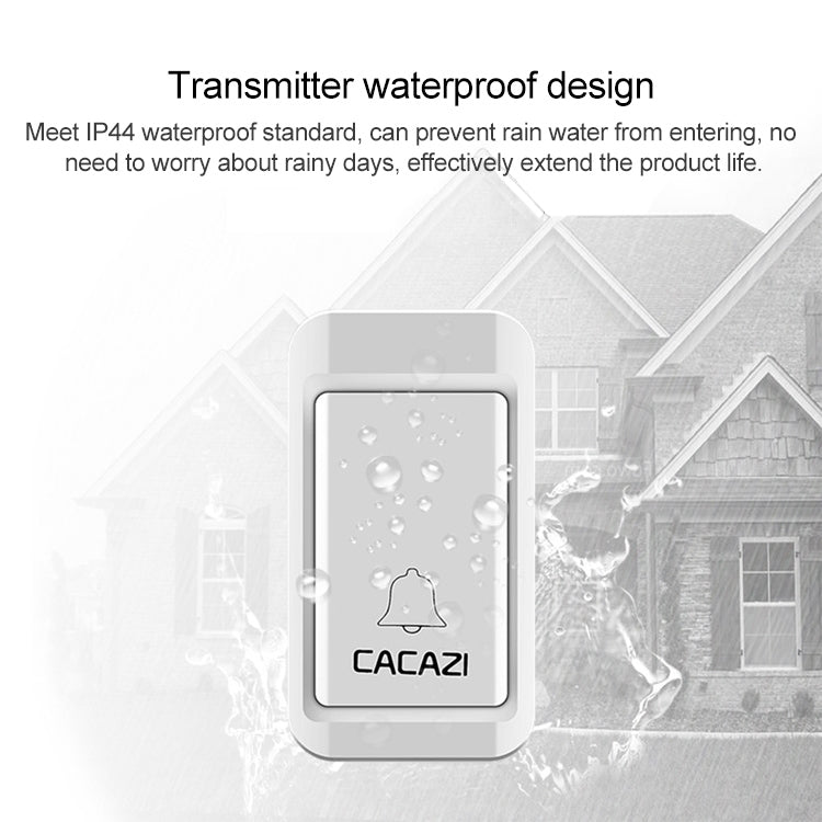 CACAZI V027G One Button One Receivers Self-Powered Wireless Home Kinetic Electronic Doorbell, EU Plug