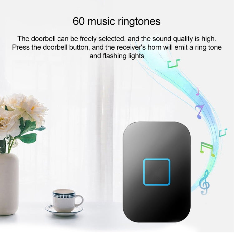 CACAZI FA88 Self-Powered Smart Home Wireless Doorbell, EU Plug(Black)