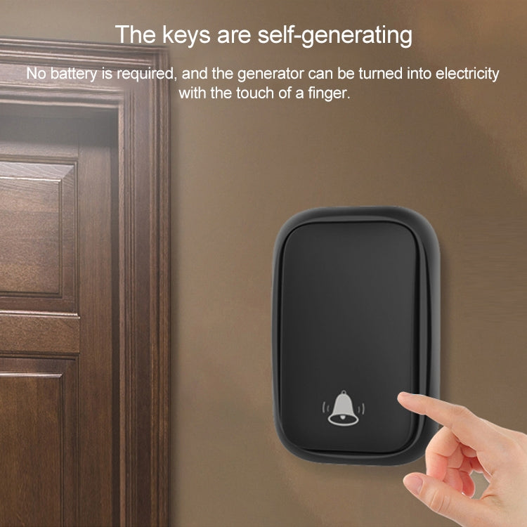 CACAZI FA88 Self-Powered Smart Home Wireless Doorbell, EU Plug(Black)