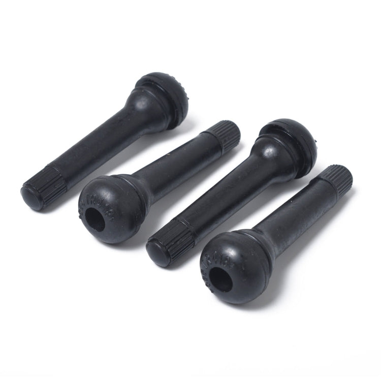 Snap-in Short Black Rubber Valve Stem (TR418) 4-Pack with Valve Core Wrench for Tubeless 0.453 Inch 11.5mm Rim Holes on Standard Vehicle Tires, TR418