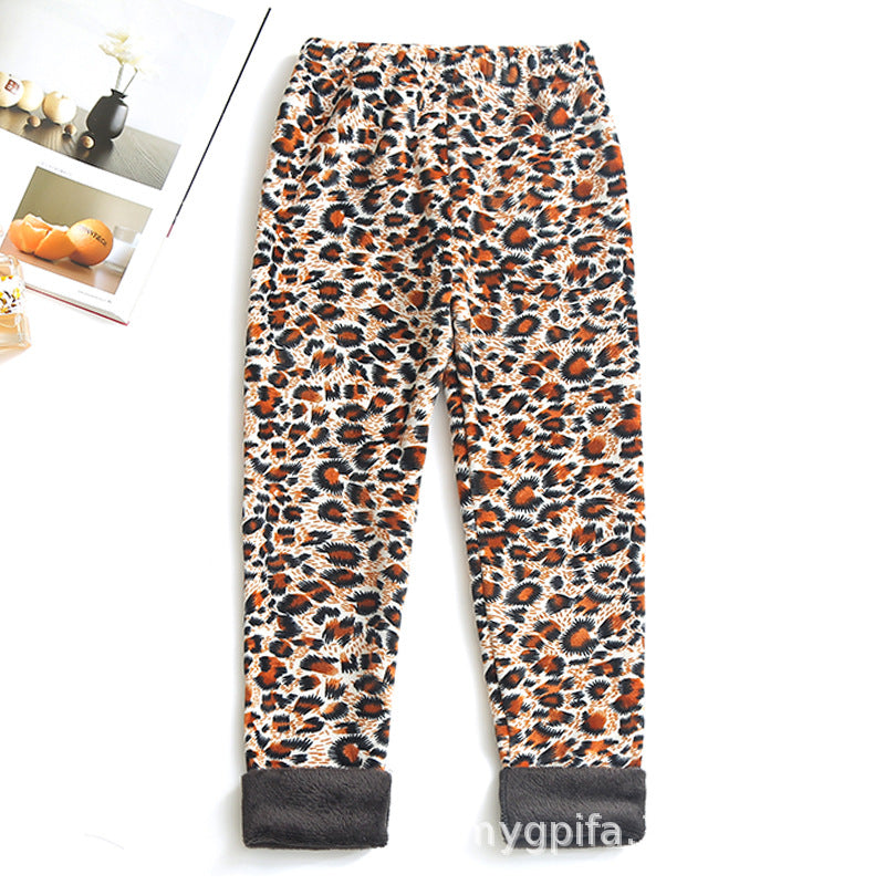 Childrens Printed Slim-fit Warm Pants Long Outerwear Trousers For Older Kids