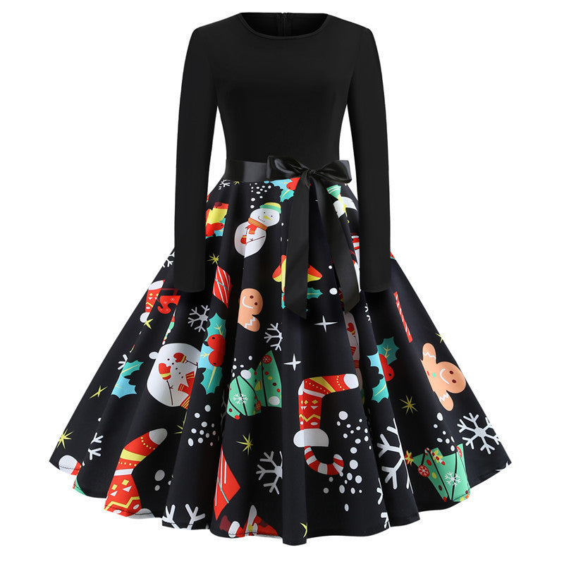Christmas Retro Performance A- Line Dress Women's Clothing