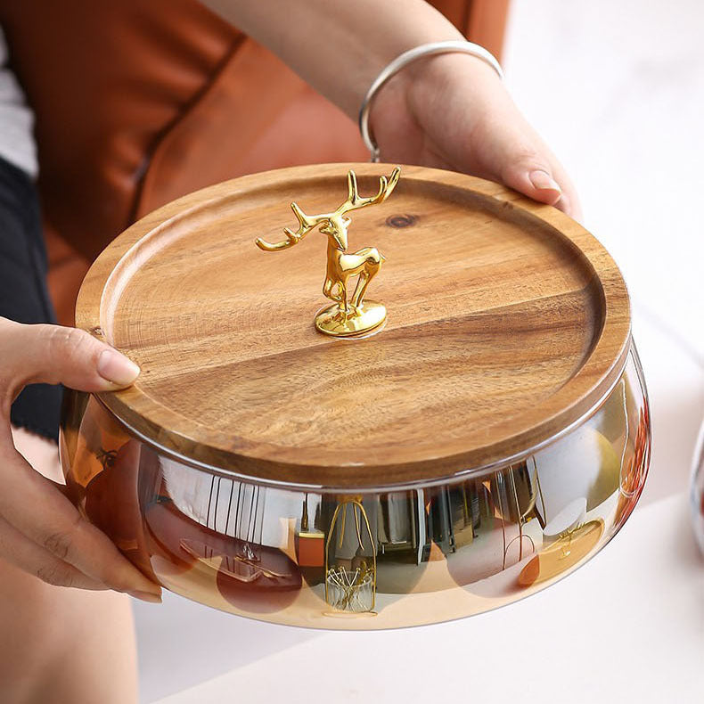 Glass Fruit Pot Coffee Table Snack Storage Box