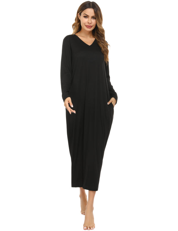 Ladies V-Neck Long Sleeve Nightdress