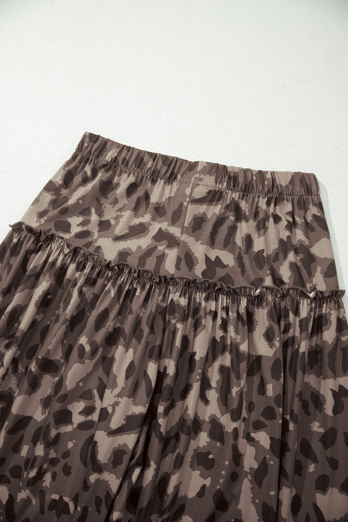 Camo & Leopard Ruffle Tiered Wide Leg Pants