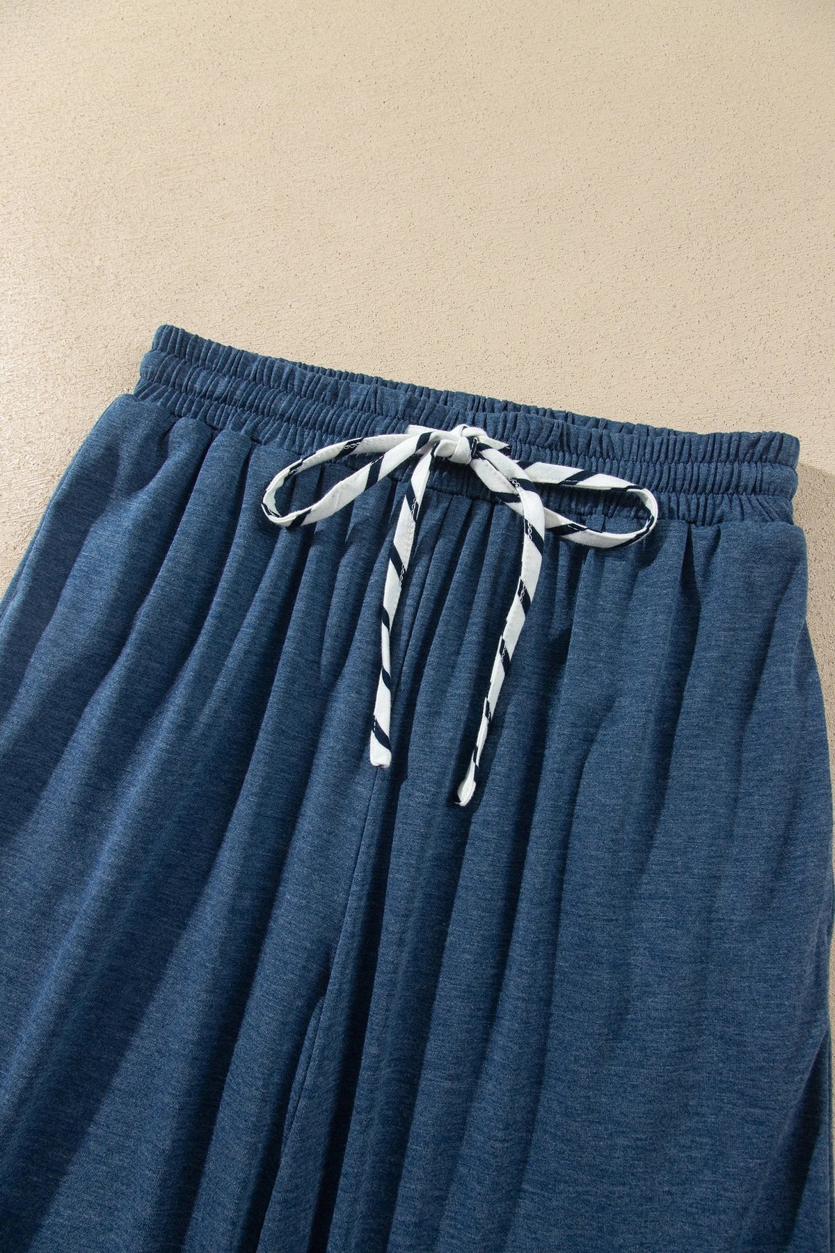Stripe Ruffle Patchwork V-Neck Top & Pants Set