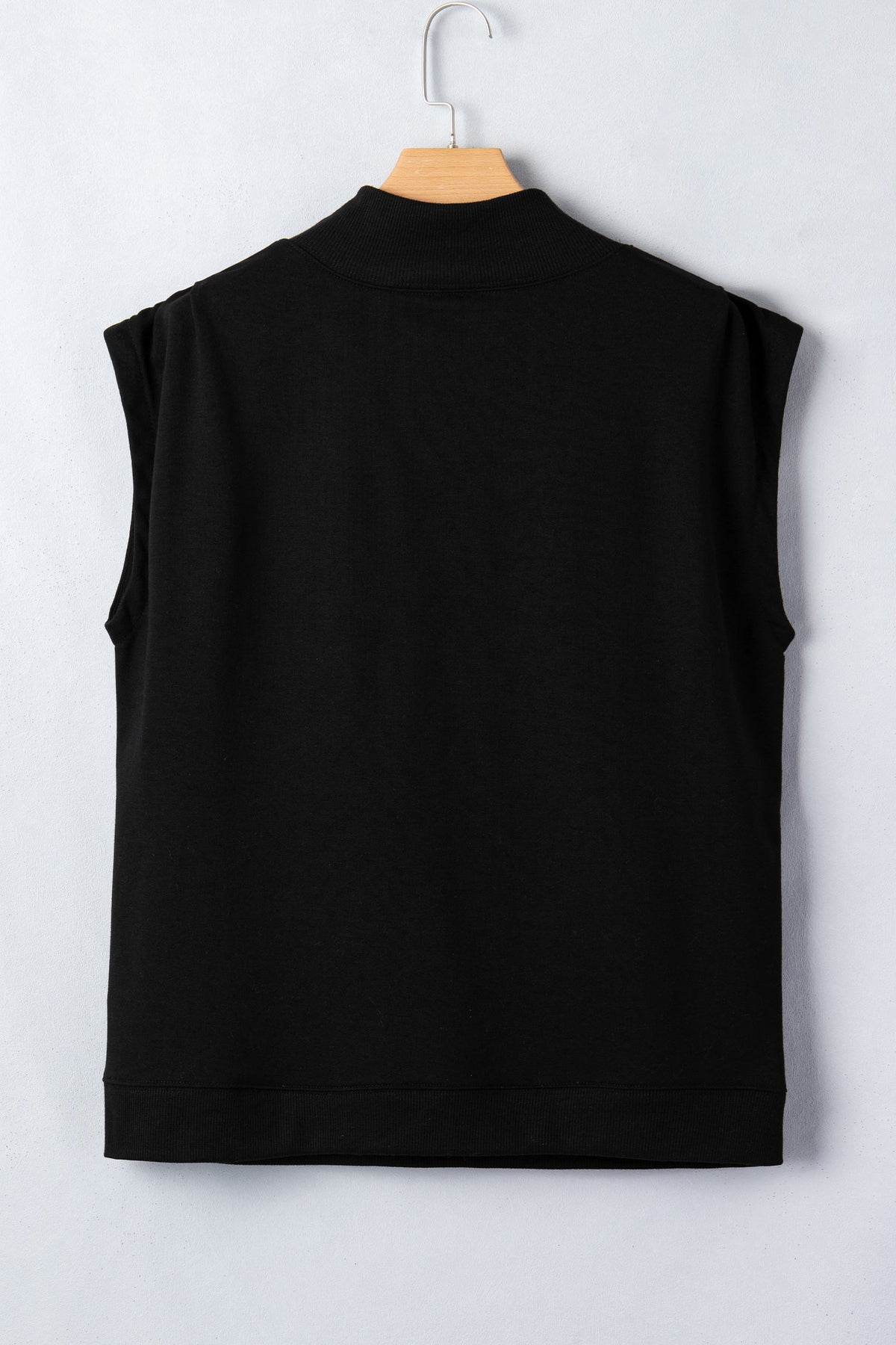 Solid Mock Neck Cap Sleeve Oversized Top