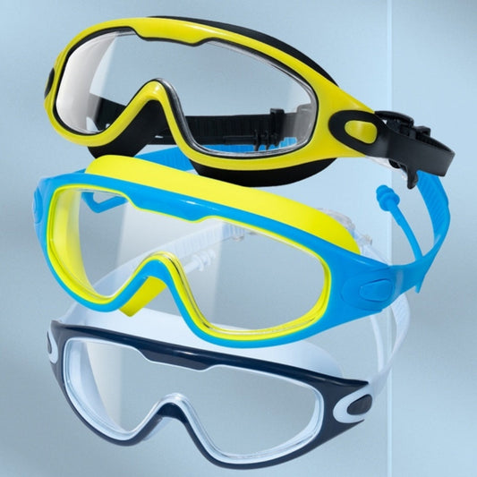 Childrens High-definition Waterproof Anti-fog One-piece Swim Goggles With Large Frames