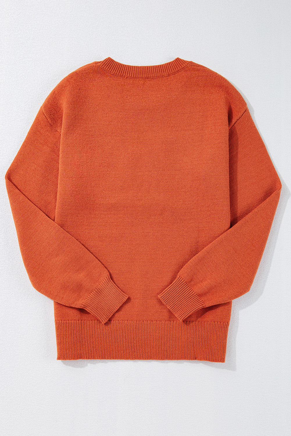 Boo Knitted Pattern Ribbed Edge Sweater