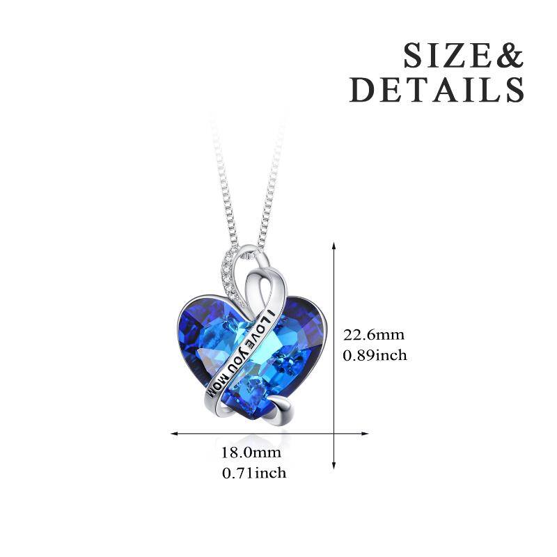 I Love You Mom Necklace Sterling Silver Heart Pendant Embellished with Crystals from Austria