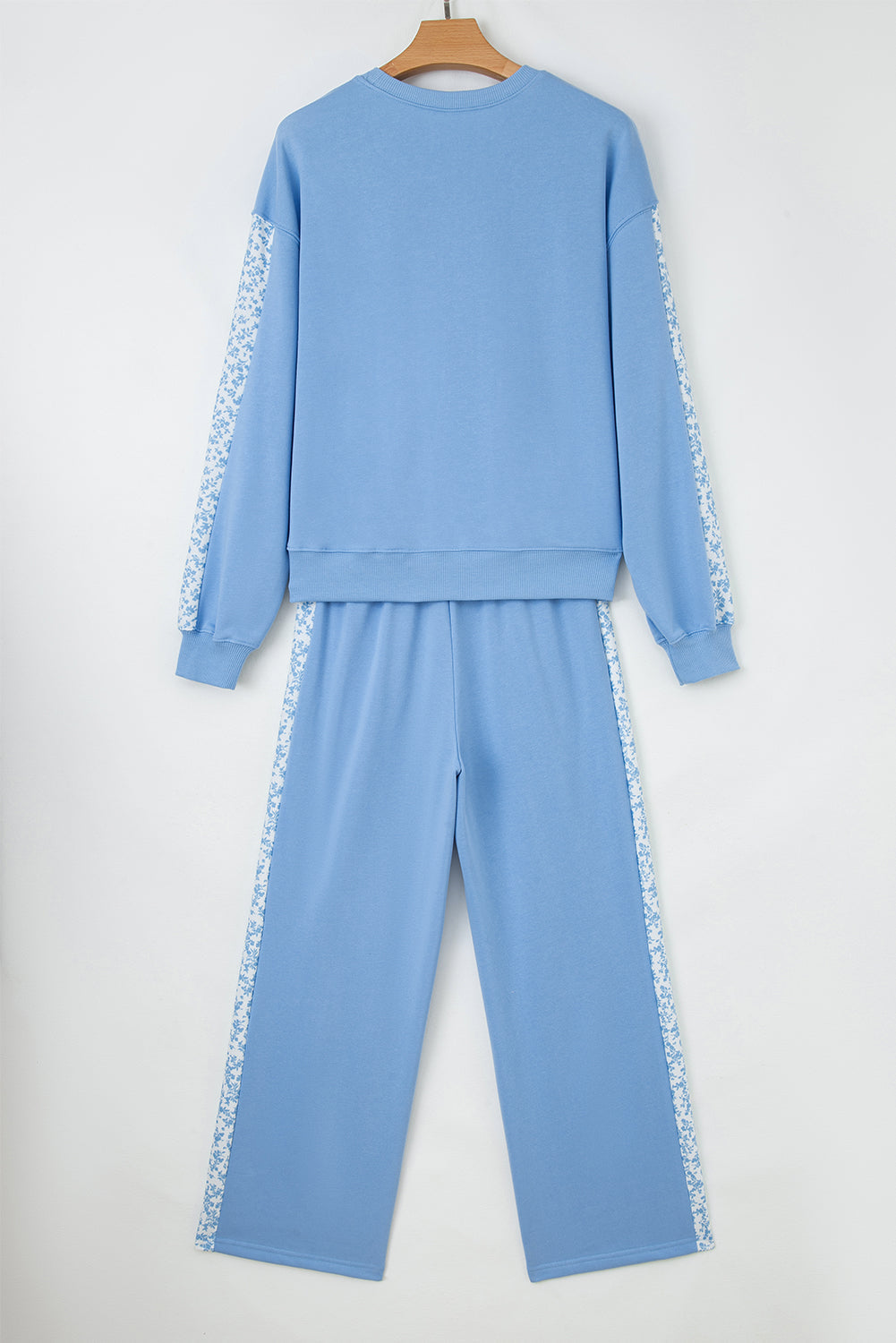 Floral Patchwork Pullover and Sweatpants Lounge Set