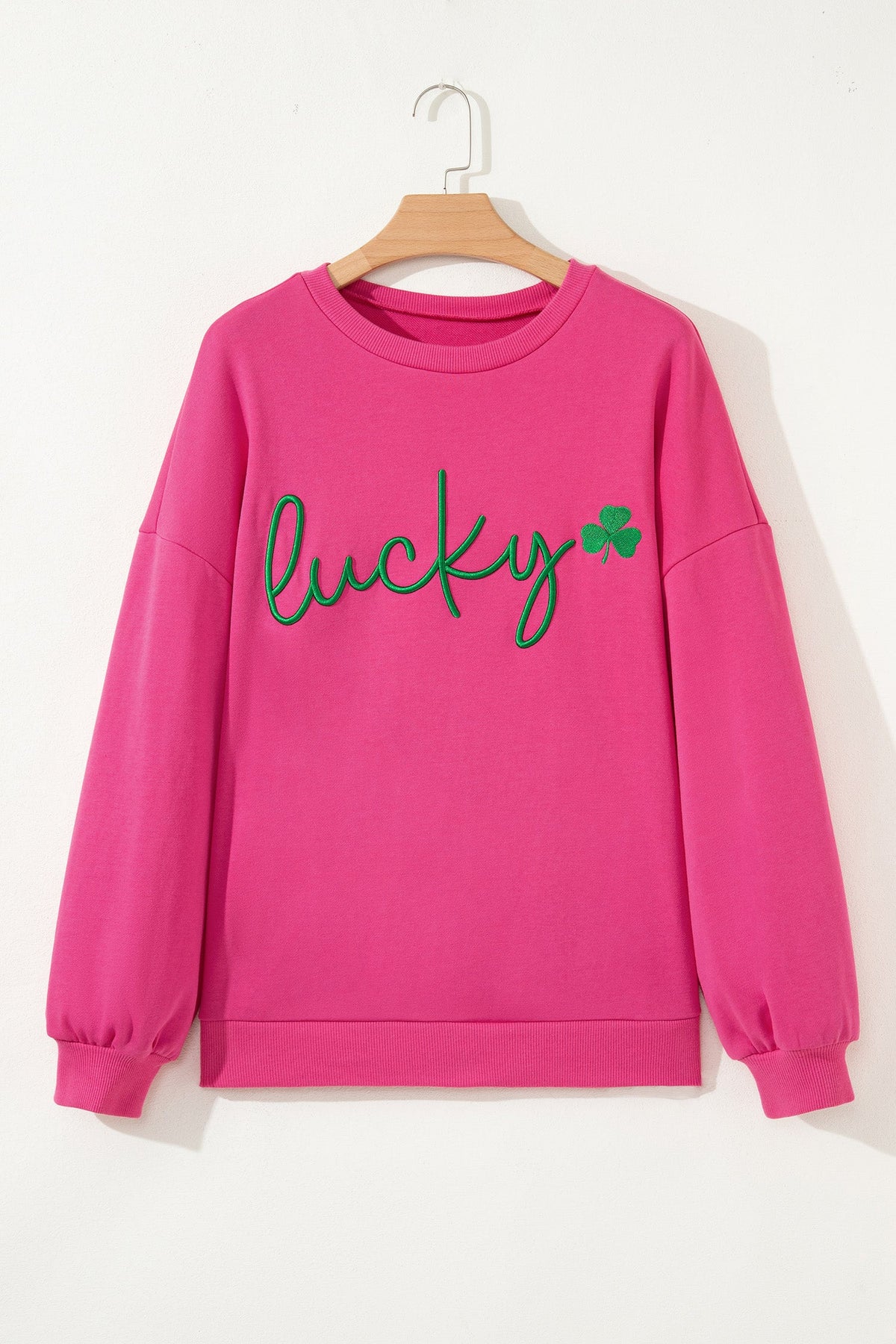 St Patrick Lucky Clover Embroidered Pullover Sweatshirt